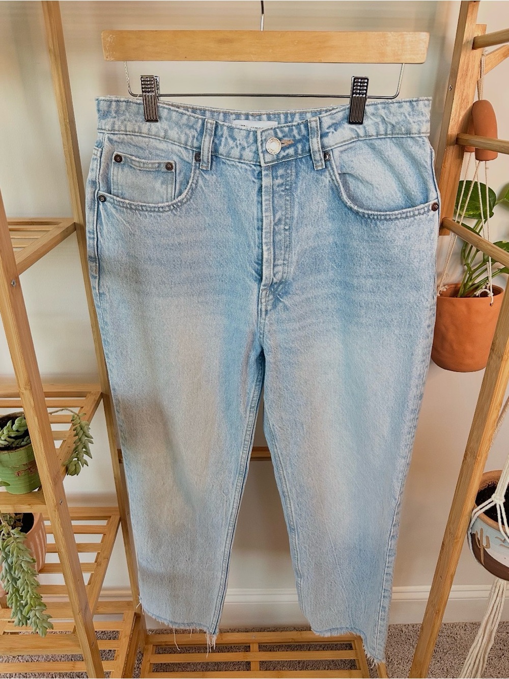 Zara Light Wash Straight-Leg Jeans
